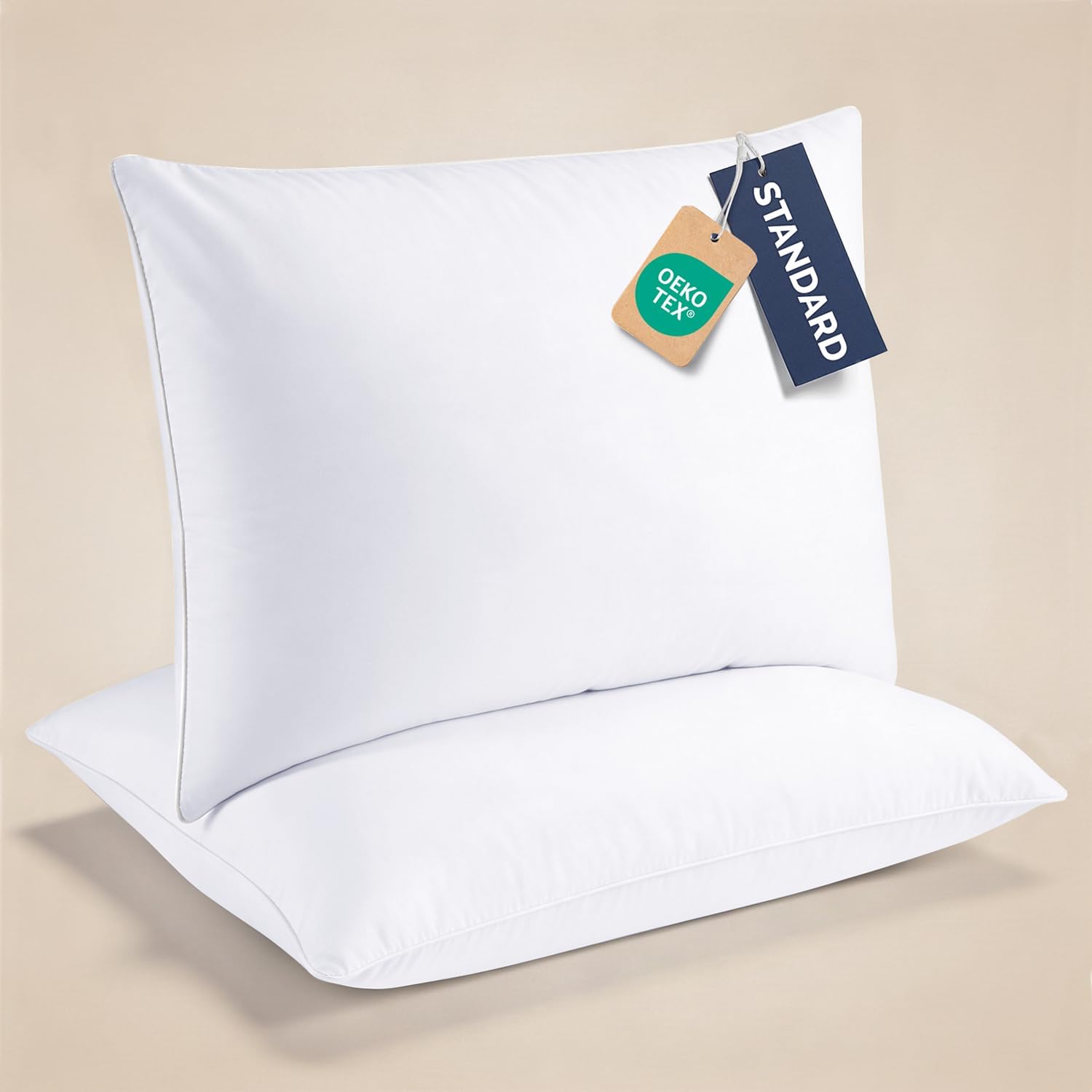 Set 2 Almohadas Estándar Fibra Poliéster Suave Blanca