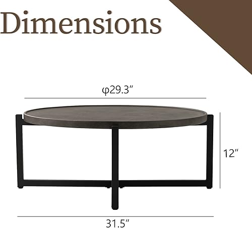 Miniatura 3 de COSIEST Mesa de centro para exteriores, color gris oscuro, 12 pulgadas de alto x 31.5 pulgadas de ancho, mesa de centro redonda para patio, acabado