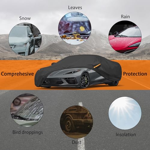 Image of UV Protection Car Cover Windproof Dustproof Scratch Resistant Outdoor Universal Full Car Covers (5-Coupe Car Cover, C1- Fit Coupe /Cabrio-Length Up to 166 inch)