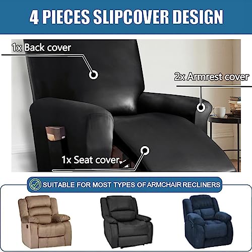 Housse de canapé inclinable noire : salon moderne et fauteuil protégé - 6