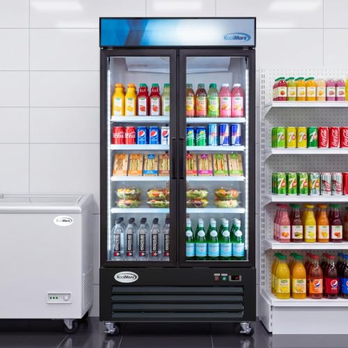 Image of KoolMore 40 in. 33 Cu. Ft. Commercial Merchandiser Display Refrigerator with Swing Doors, LED Lighting, Certified for Commercial Use in Black