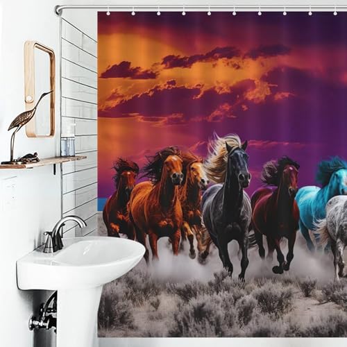 Rideau de douche cheval polyester imperméable baignoire angle 168x183