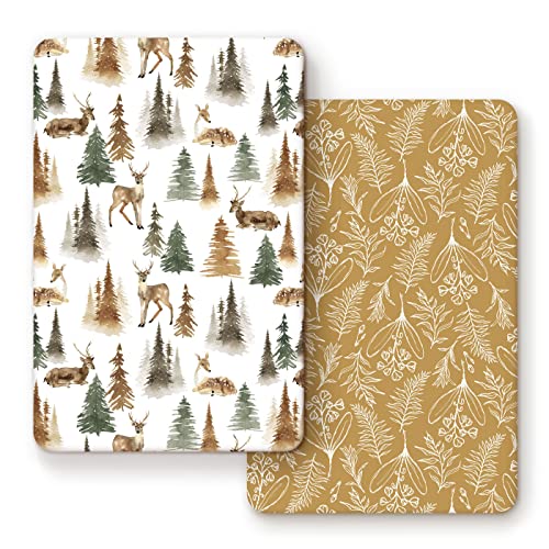 Stretchy Ultra Soft Jersey Knit Fitted Pack n Play Sheets Set 2 Pack, Portable/Mini Crib Sheets with Deep Pocket, Fitted Playard Mattress Safe and...