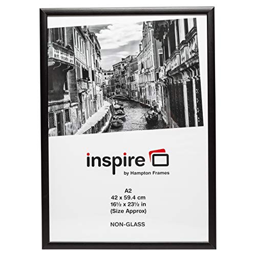 Hampton Frames A2 Poster Frame 42x59cm Black Pack of 1, Wood Finish, Acrylic Front, Lightweight, Wall Mount, Portrait or Landscape, For Modern Home Décor