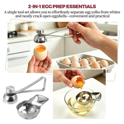 HUIKANGSHENG 2-Piece Egg Cracker & Separator Set for Baking and Kitchen - image 4