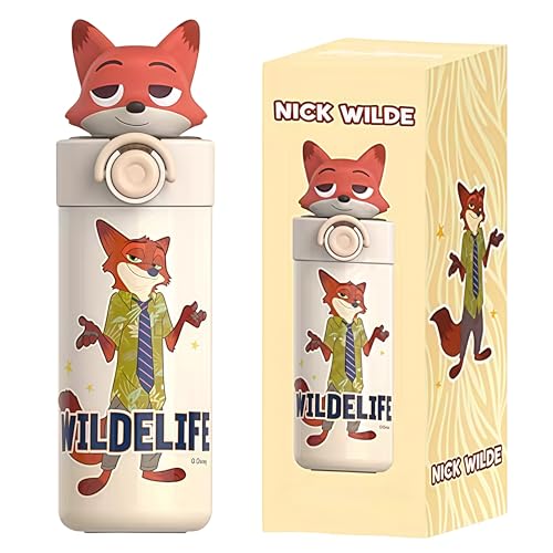 MINISO Disney Nick Head Insulated Water Cup - Zootopia Cute & Exquisite Ideal for Collection Easter Gifts & Birthday Gifts (Nick Wilde)