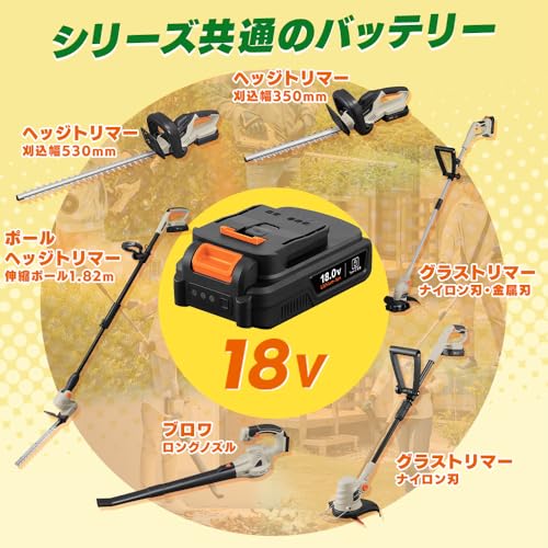 アイリスオーヤマ 充電式草刈機 230mm 18V 軽量 2.0kg Type-C充電式 バッテリー付属 充電式グラストリマー JGT230TC サンドベージュ 10枚目