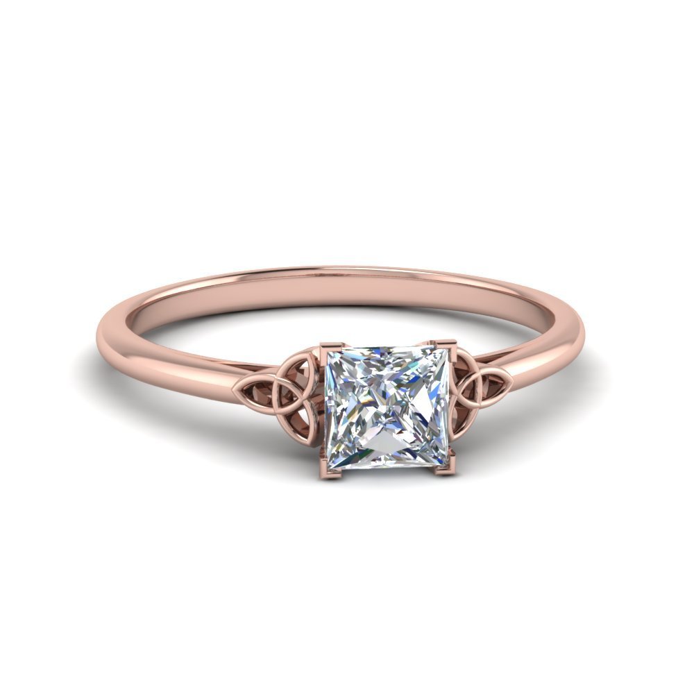 Bague Solitaire Celtique plaqué Or Rose Princesse de Haute Qualité