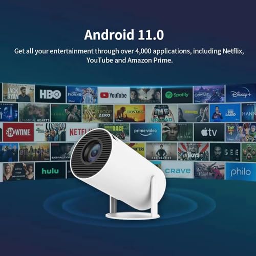 Image of BIGASUO Andriod 5G WiFi Projector Home 4K Support 1080P Smartphone Full HD Portable Builtin YouTube Other Apps Auto Keystone 4000 Lumens 200 inch Screen Compatible 4K TV Stick (BG69)