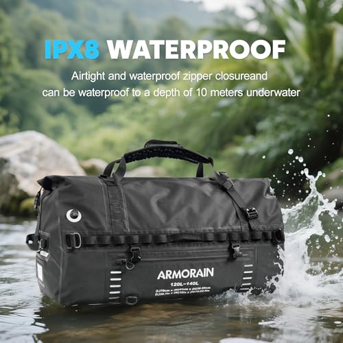 Bolsa seca impermeable hermética de viaje con gran capacidad 120-140L, correas ajustables inflables y asas, adecuada para equipos de buceo, motocicletas, remo, kayak y camping miniatura 2