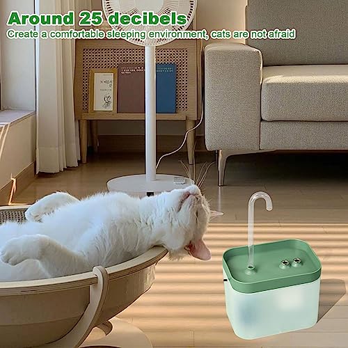 Fuente de agua automática para gatos 1.5L USB verde miniatura 4
