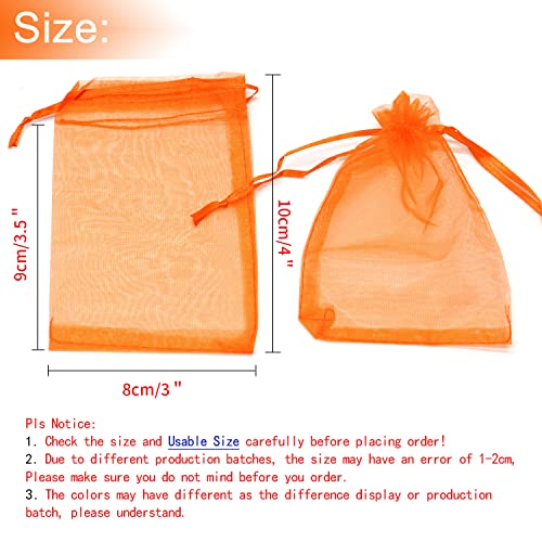 Image of Dealglad 100pcs Drawstring Organza Jewelry Candy Pouch Party Wedding Favor Gift Bags (3x4 inch, Orange)