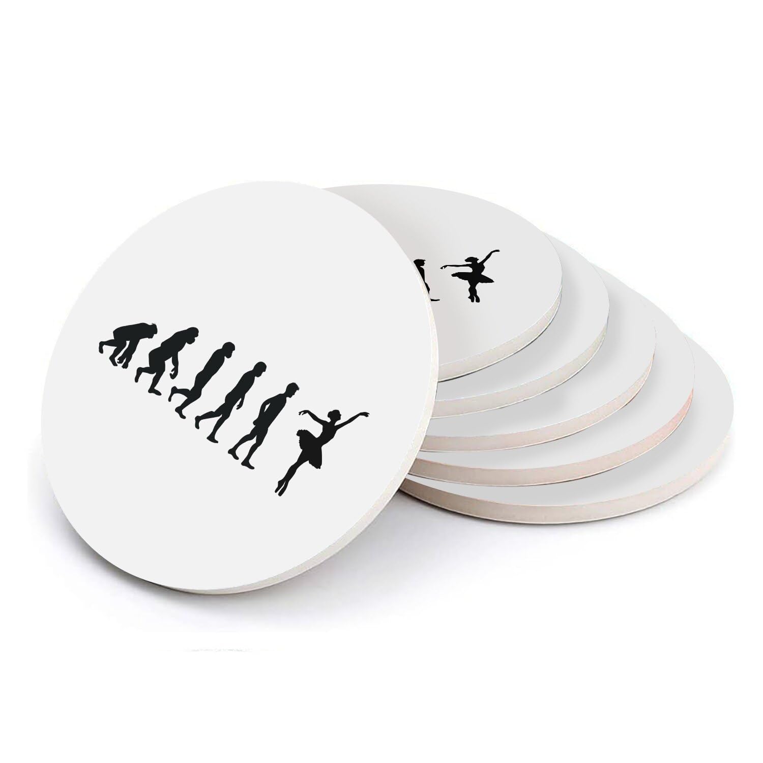 Sous verre ronds en céramique ballet danseuse, lot de 6 dessous de verre absorbants