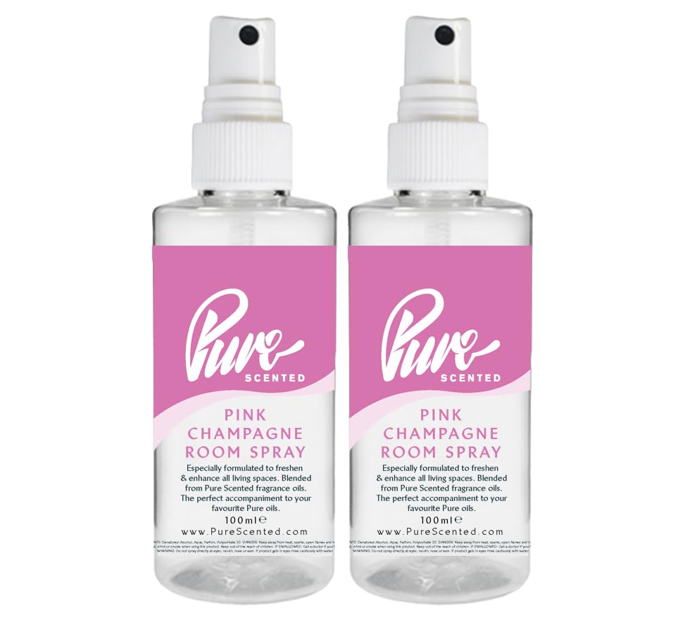 "Pure Scented 200ml Room & Fabric Sprays 2 x 100ml Suitable For Home, Car, Caravan, Work, Gym Bags, Odour Eliminators (2 x 100ml, Pink Champagne)" — image 1