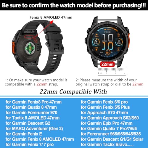 Correa de silicona 22mm compatible con Garmin tactix 8 y Fenix 8 miniatura 2
