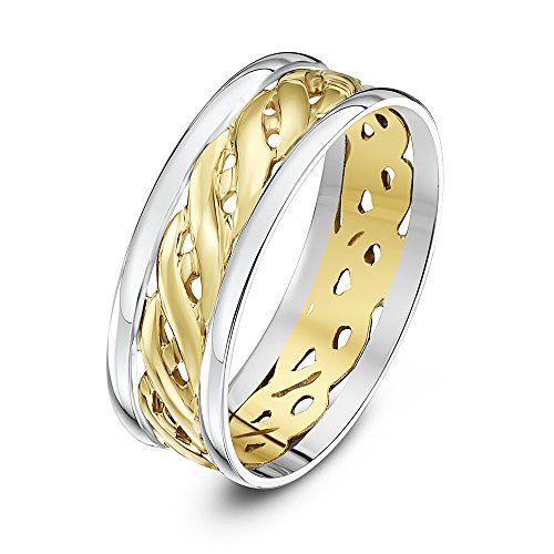 Imagen de Theia Anillo de Bodas de Oro Blanco y Amarillo de 9k de 7mm Celta