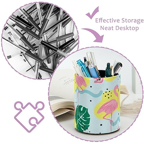 Pot à crayons en cuir synthétique de qualité supérieure avec imprimé végétal
