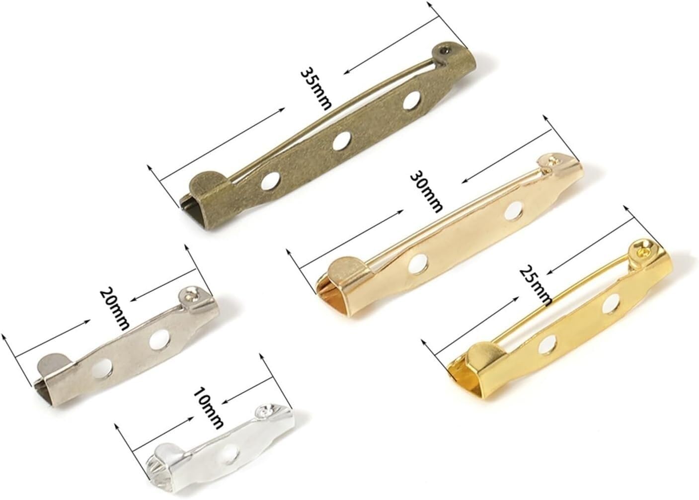 50 Uds broche de Metal Clip Base pines en blanco for hacer joyería DIY suministros(Silver,15 mm)