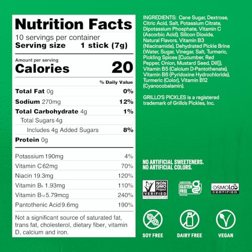 Image of Liquid I.V. Hydration Electrolytes, Grillo's Dill Pickle, 10 Count | Scientifically Formulated | Clinically Proven Hydration | No Artificial Sweeteners | Non-GMO | Vegan | Powder Drink Mix