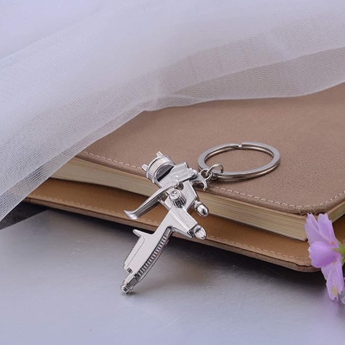 Image of Spray Paint Gun Black Metal Key Chain Ring Keychain New Spray Paint Gun Black Metal Key Chain Ring Keychain New, Silver, Large