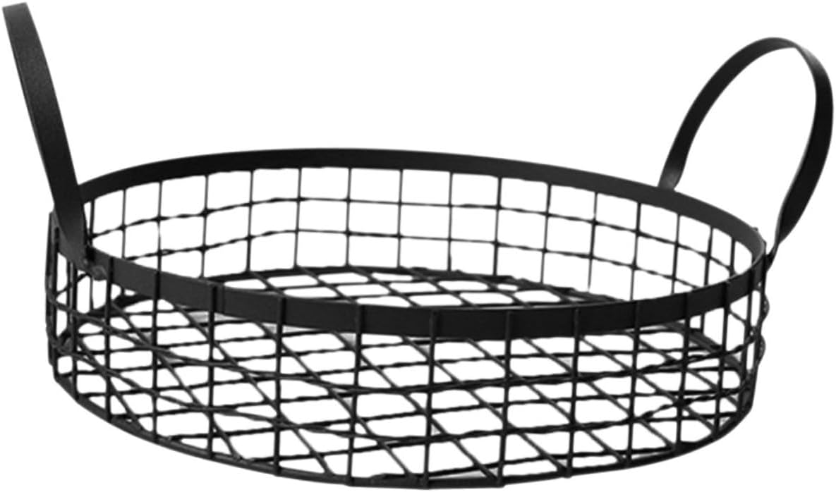 Woven Fruit Storage Basket Handle Decorative Kitchen Counter Fruit Bowl Wire Basket for Organizing Home Decor