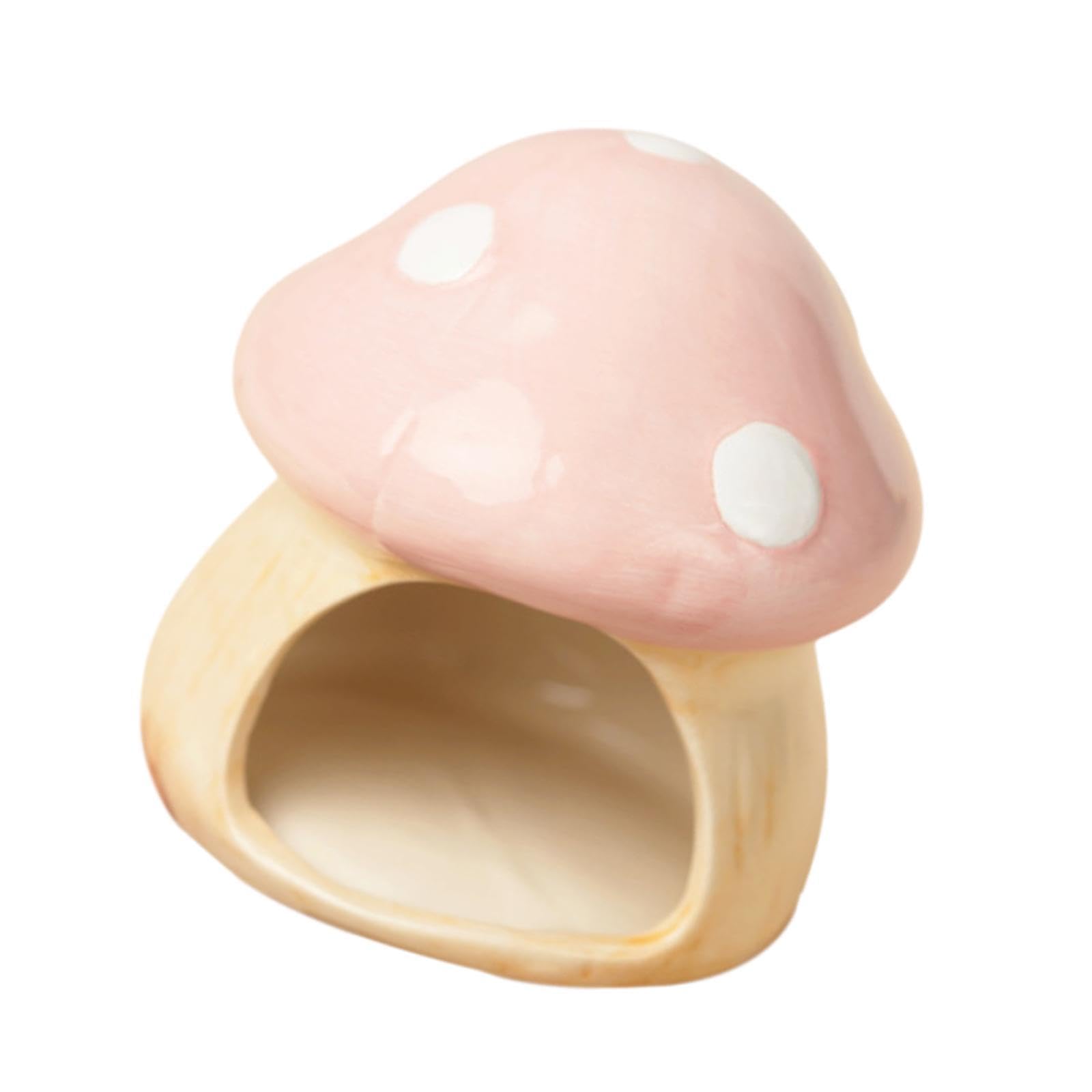 MagiDeal Ceramic Mushroom Hamster Hideout Hamster Hide Hamster House and Habitats Cartoon Hamster Cave Gerbil Hideout for Rat Dwarf Hamster Gerbil Mice Syrian Hamsters for Summer All Season, Small — image 1