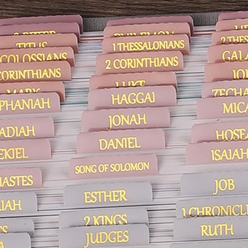 Thinkor Reposicione abas bíblicas laminadas de folha dourada, adesivos de impressão grande, abas bíb