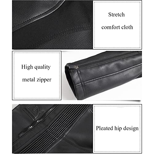 Men Women Leather Motorcycle Pant For Bikers Rider Moto Sports Autumn Winter Slim Fit Pu Adventure Touring Trousers (Color : Black, Size : Large) #TOP5