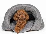 PLS BIRDSONG The Original Cuddle Pouch Pet Bed (Medium), Dog Cave, Covered Hooded Pet Bed, Cosy, For Burrower Cats and Dogs, Gray