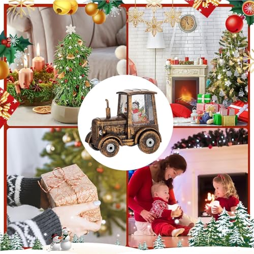 Lámpara de Navidad con forma de tractor para centros de mesa rústicos 7
