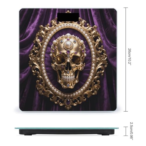Báscula digital de baño con calavera metálica y pantalla LCD miniatura 2
