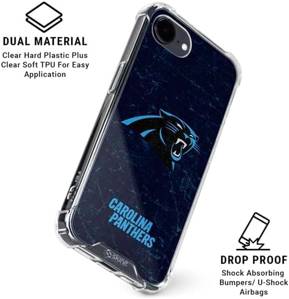 Skinit Clear Phone Case Compatible with iPhone 16e - Officially Licensed NFL Carolina Panthers Distressed Design