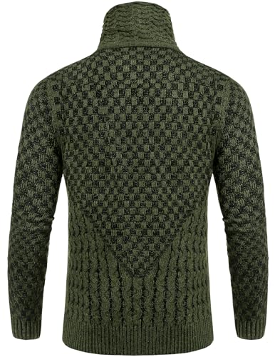 COOFANDY Men's Knitted Turtleneck Sweater Long Sleeve Slim Fit Designer Shawl Collar Pullover3