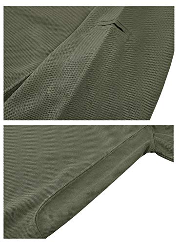 Crysully Men Basic Style Short Sleeve Button Up T-Shirts Casual Pure Color Regular-Fit Golf Polo Shirt Army Green #TOP2