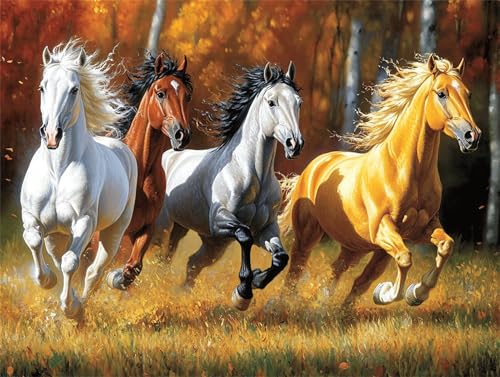 Diamant Painting Activité Manuelle Cheval en Forêt - Kit Mosaique Complet 70x90