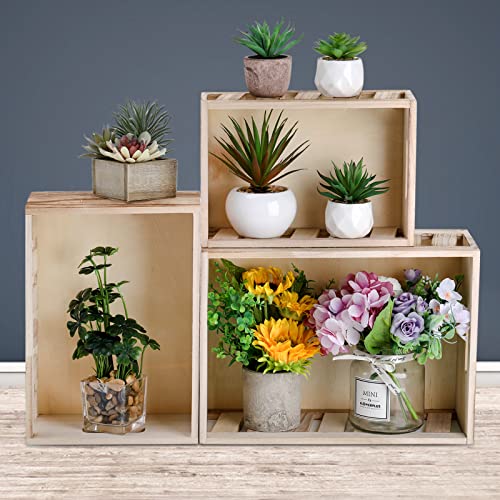 Nicunom Set Of 3 Wood Nesting Crates With Handle, Rustic Wooden Decorative Crates, Wood Storage Crates, Wood Storage Boxes Containers For Display And Organization #TOP5