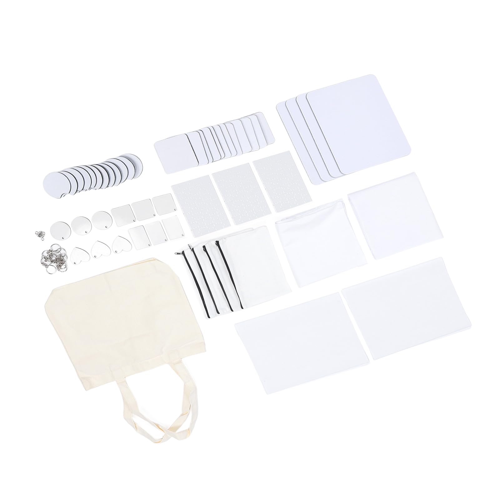 Kit Démarrage Sublimation 77 Pièces, Porte-clés, Trousse Cosmétique, Taie d'Oreiller, Setter pour Tasse Voiture, Idéal pour Pâques Fête des Mères Cadeau Artisanat