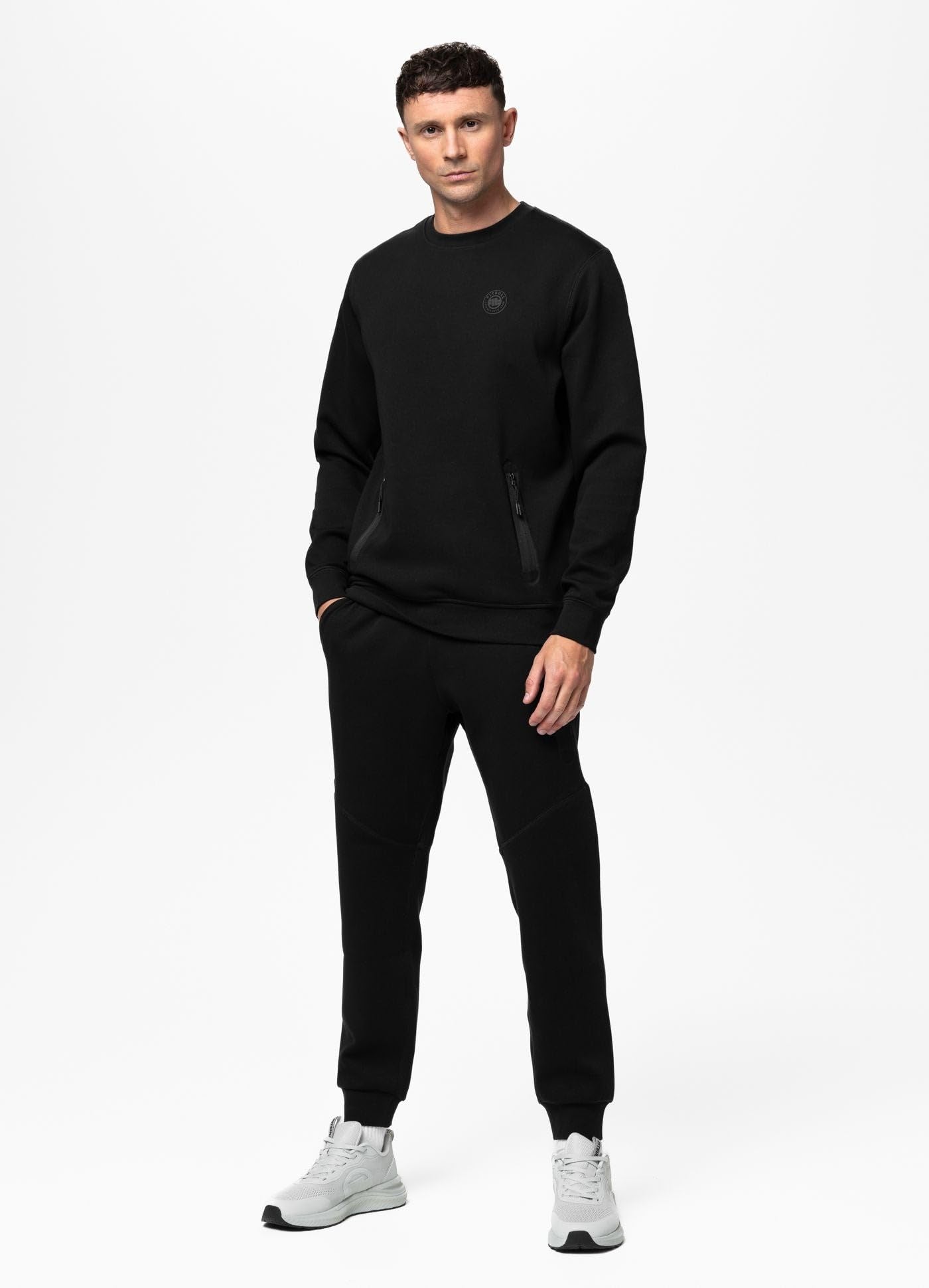 PITBULL Męska bluza Dogwood Regular Fit Crewneck sweter, Interlock 320 g/m, z kieszenią na zamek błyskawiczny i nadrukiem logo, mieszanka bawełny i elastanu, styl sportowy