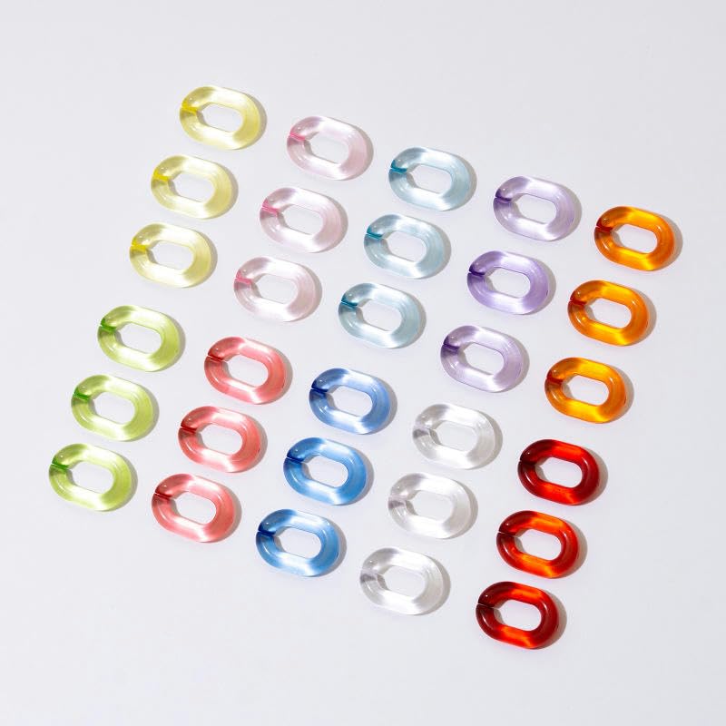 Akrylowe otwarte szybkozłącza, akrylowe pierścienie łączące, opakowanie 200 sztuk, wielokolorowe, 19 x 14 mm, do produkcji biżuterii (Tianlan)
