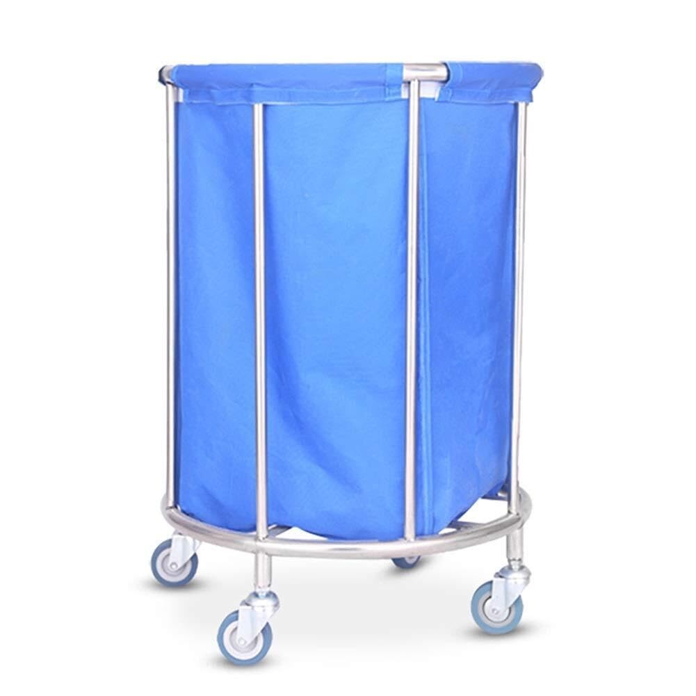 asdchZen Movable Trolley Kitchen Storage Hand Truck, Hotel Cart With Rolling Wheels, Round Laundry Sorter With Movable Cover For Lobby Use