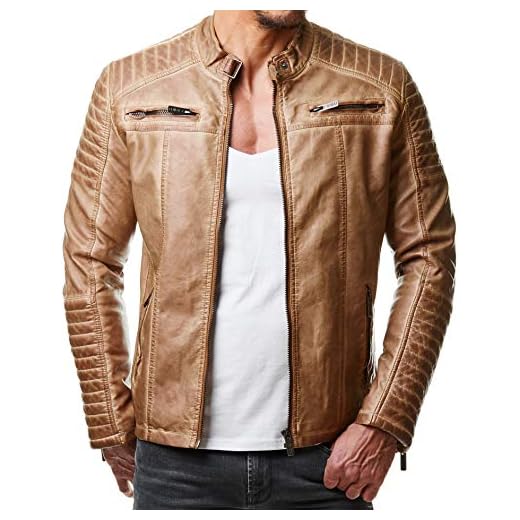 Redbridge - Chaqueta de entretiempo para hombre, piel auténtica, piel sintética, algodón, con zonas acolchadas Piel sintética Camel. XL