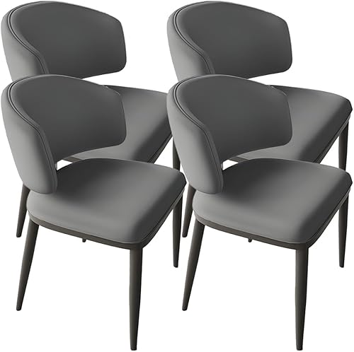 Miniatura 23 de YVYKFZD Juego de sillas de comedor de cuero, silla de comedor con respaldo curvado y patas de metal, sillas de cocina tapizadas, silla auxiliar