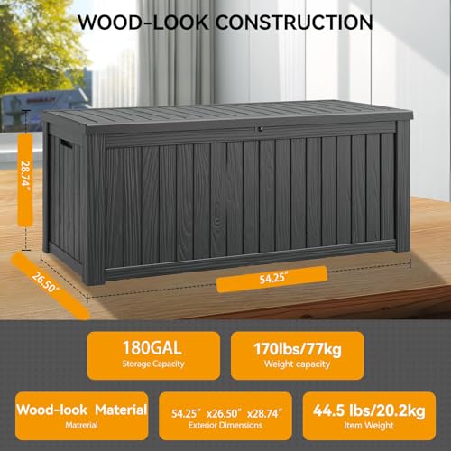 Image of Outdoor Storage Box Waterproof, 180 Gallon Deck Box for Patio Storage