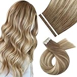 Moresoo Tape in Hair Extensions Human Hair 16 Inch Balayage Light Brown and Medium Brown Hair Extensions Tape in Real Human Hair Natural Shadow for Daily Use 10 Pieces/25g #8/22/8