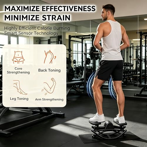 Image of Side Stepper Exercise Machine for Home, Quiet Low Impact Twist Stepper with Resistance Bands & LCD Monitor, Compact Stair Stepper for Office Small Space, 300lbs Weight Capacity