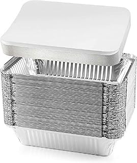 Foil Trays Dishes with lids - Takeaway Food Containers [No 6A, 100pcs Each] - Aluminium Silver Tin Foil - Large Medium Small - for Cooking, Baking, Meal Prep, Takeout - Streetfood Packaging