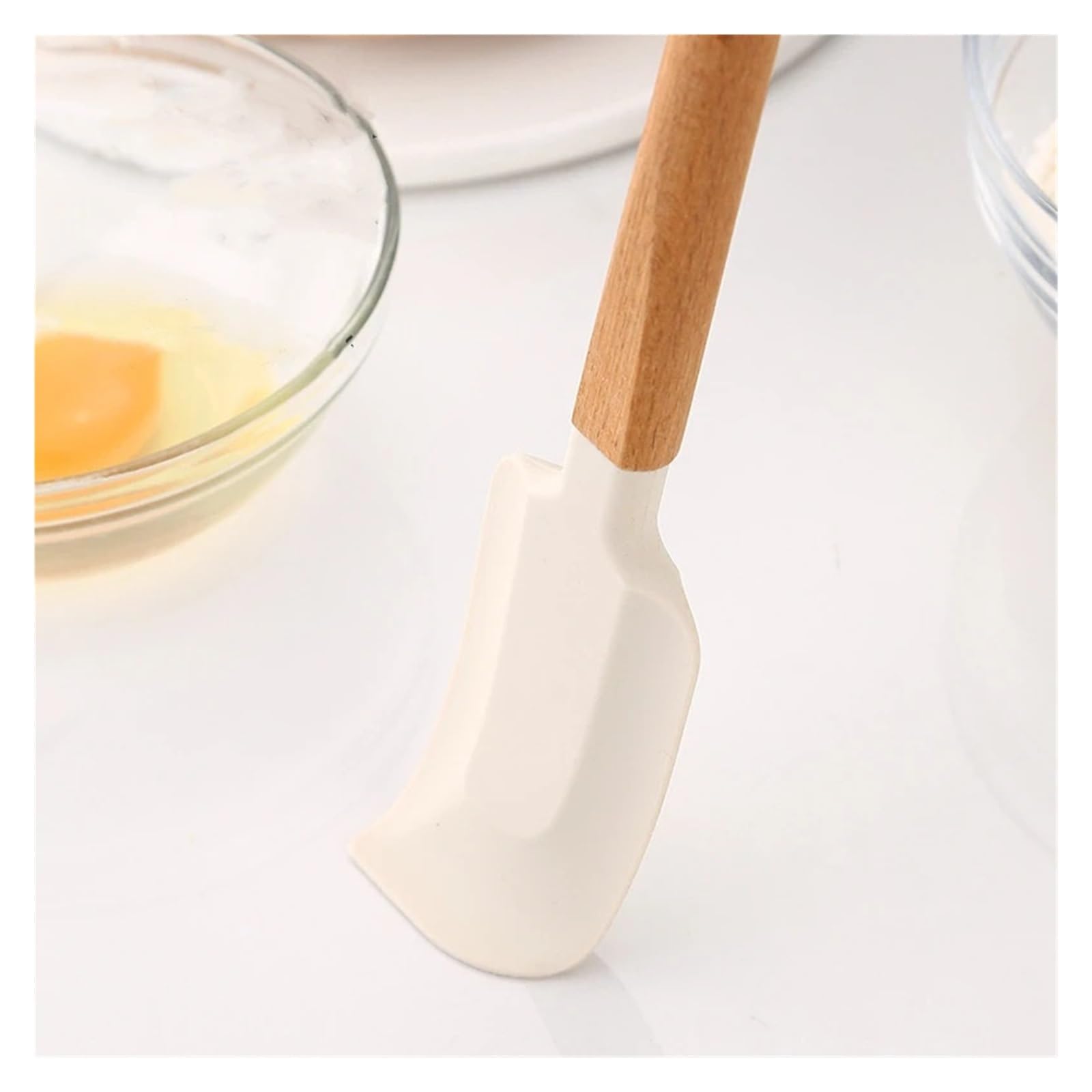 Compatible con 2 unids/set de espátula for crema blanca, batidoras repostería antiadherentes, mango madera, raspador for hornear mantequilla, mezclador pasteles cocina(Grey Round 2Pcs)