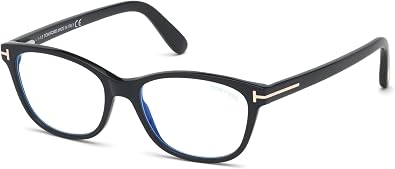 Eyeglasses Tom Ford FT 5638 -B 001 Shiny Black, Rose Gold/Blue Block Lenses, 50-16-140