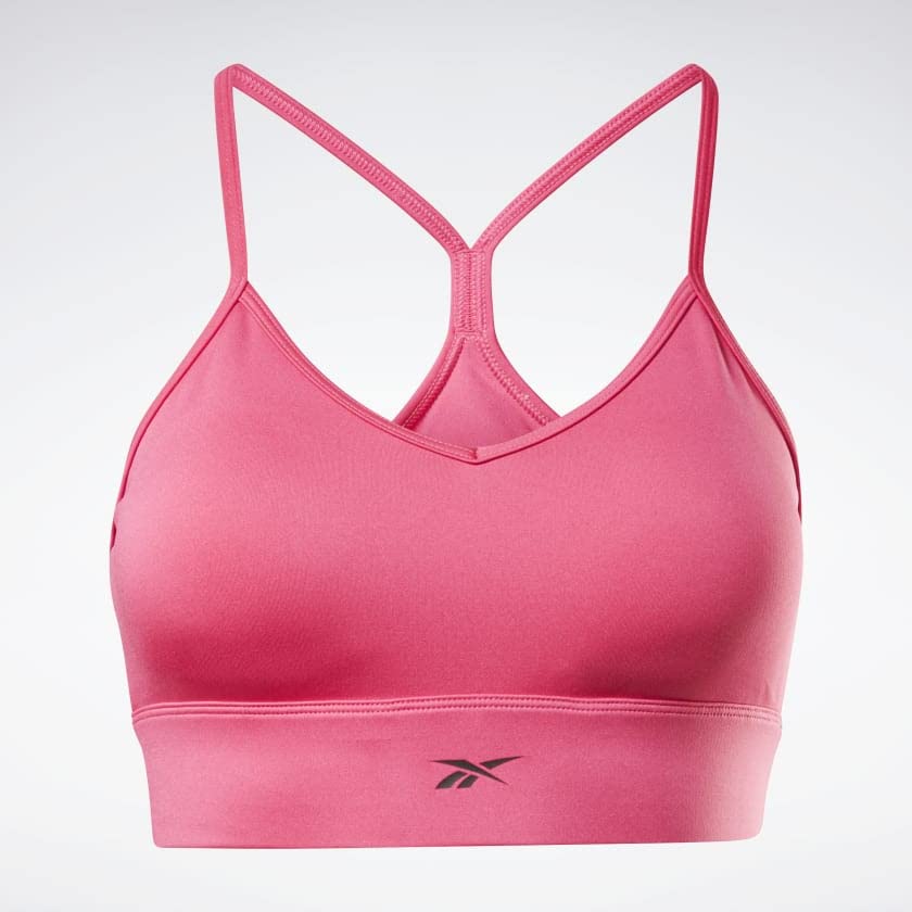 Image of Reebok Women's Satin 91% PES /9% El-Interlock-Hydrophilic Finish /Print-Digital Sublimation-Disperse Classic Workout Sports Bra