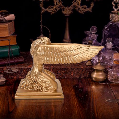 Estatua de Ángel Arca Arrodillado 2 Piezas Resina Decorativa Dorada miniatura 5